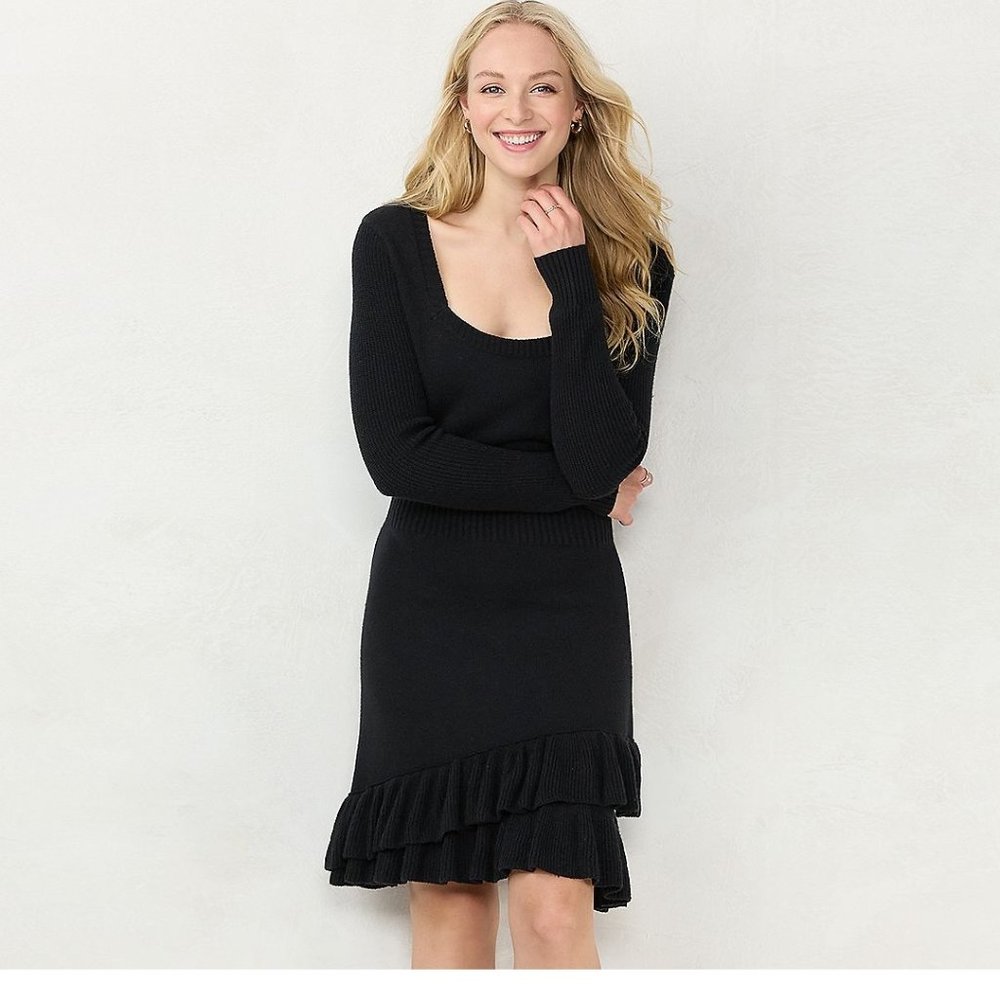 Lauren Conrad Ruffle-hem Sweater Dress